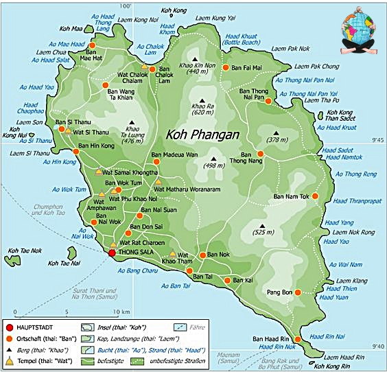 Mapa-Koh-Phangan-Tailandia-Asia